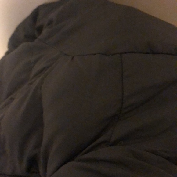 Abercrombie & Fitch Long Puffer Coat Waist Tie & Faux Fur Trim Hood Sz. L Gray - Picture 11 of 11